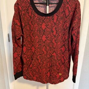 Red and Black Snake Print Top